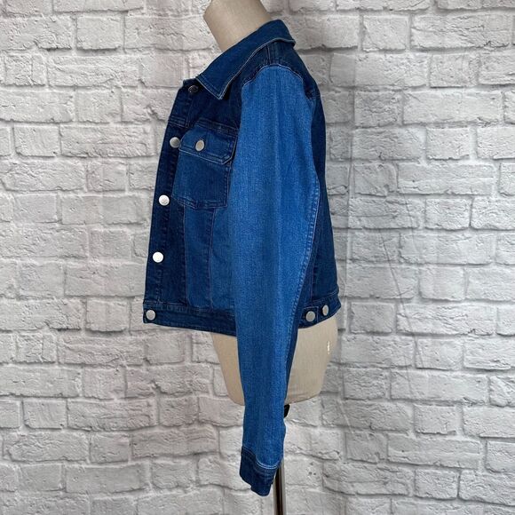 INC International Concepts Women's Patchwork Cropped Denim Jacket Medium - Picture 5 of 9